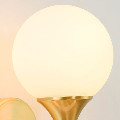 Luxury Glass Brass Globe Round 2-Light Wall Sconce Lamp