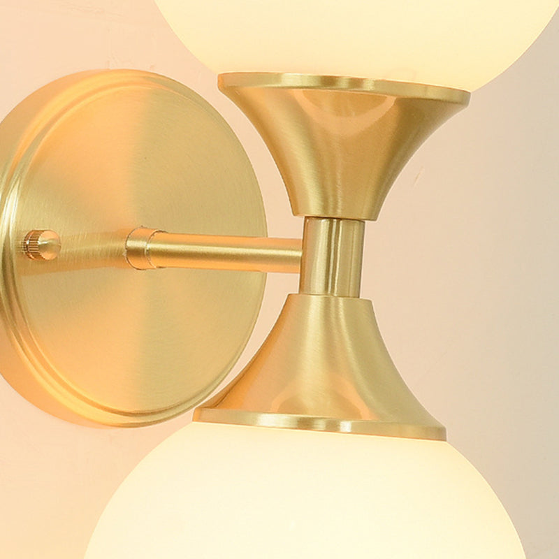 Luxury Glass Brass Globe Round 2-Light Wall Sconce Lamp