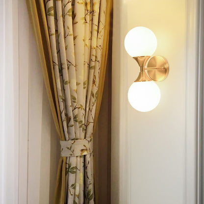 Luxury Glass Brass Globe Round 2-Light Wall Sconce Lamp