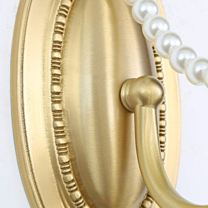 French Brass Floral Oval Curved 1-Light Wall Sconce Lamp