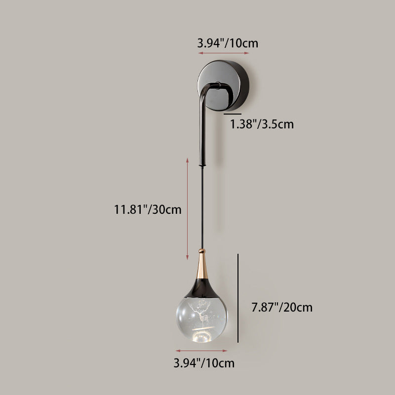 Crystal Ball Aluminum Iron Round 1-Light Wall Sconce Lamp