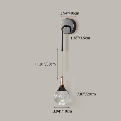 Crystal Ball Aluminum Iron Round 1-Light Wall Sconce Lamp