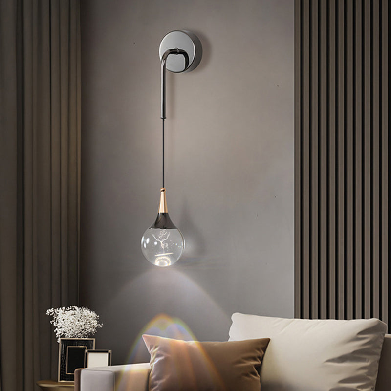 Crystal Ball Aluminum Iron Round 1-Light Wall Sconce Lamp