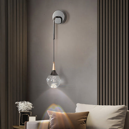 Crystal Ball Aluminum Iron Round 1-Light Wall Sconce Lamp