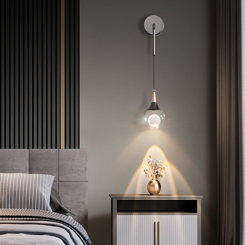 Crystal Ball Aluminum Iron Round 1-Light Wall Sconce Lamp
