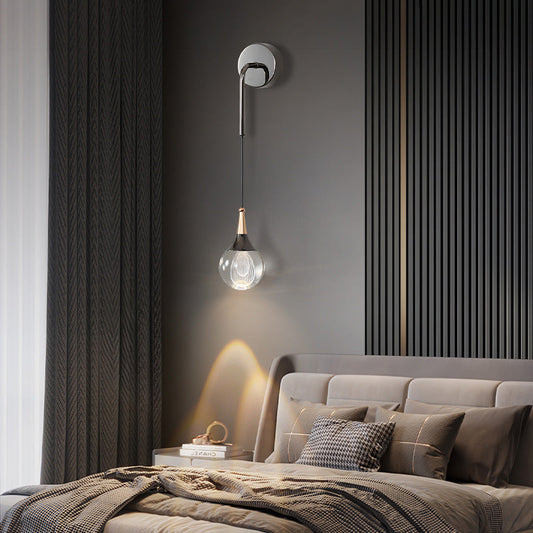 Crystal Ball Aluminum Iron Round 1-Light Wall Sconce Lamp