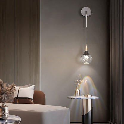 Crystal Ball Aluminum Iron Round 1-Light Wall Sconce Lamp