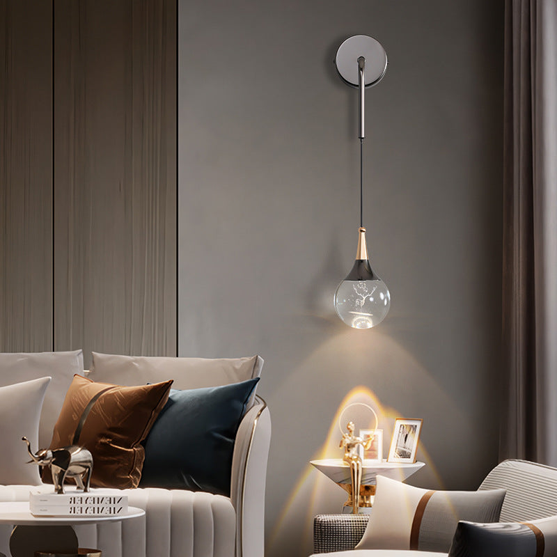 Crystal Ball Aluminum Iron Round 1-Light Wall Sconce Lamp