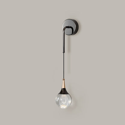 Crystal Ball Aluminum Iron Round 1-Light Wall Sconce Lamp