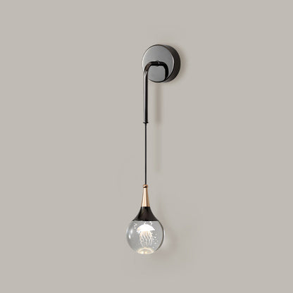 Crystal Ball Aluminum Iron Round 1-Light Wall Sconce Lamp