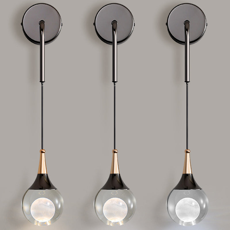 Crystal Ball Aluminum Iron Round 1-Light Wall Sconce Lamp