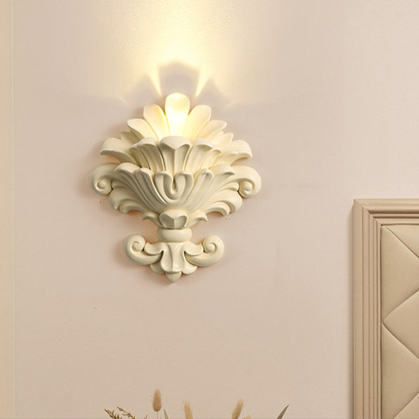 Resin Glass Metal Shell Carved 1-Light Wall Sconce Lamp