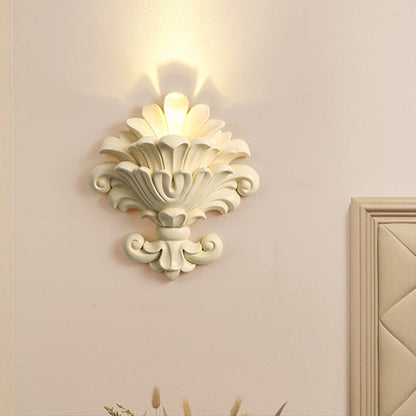 Resin Glass Metal Shell Carved 1-Light Wall Sconce Lamp