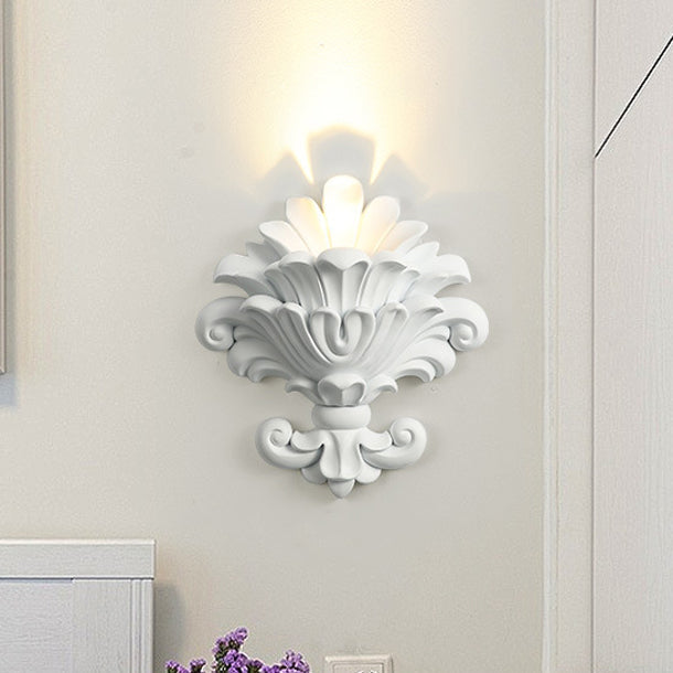 Resin Glass Metal Shell Carved 1-Light Wall Sconce Lamp