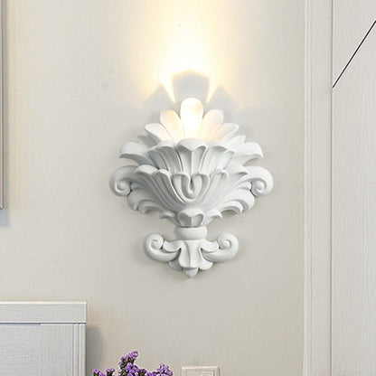 Resin Glass Metal Shell Carved 1-Light Wall Sconce Lamp