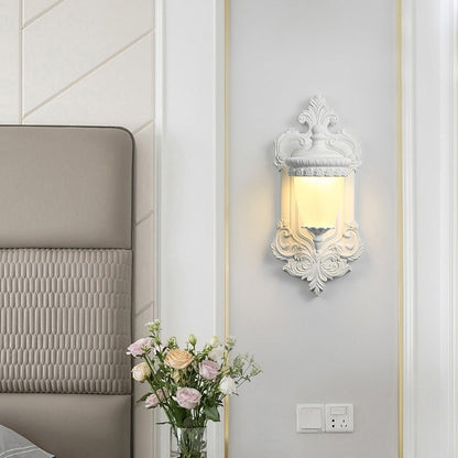 Resin Glass Metal Shell Carved 1-Light Wall Sconce Lamp
