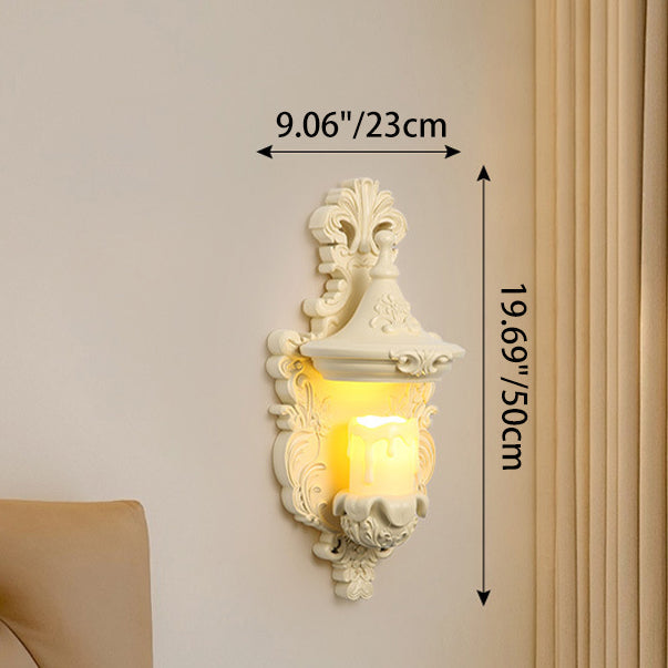 Resin Glass Metal Shell Carved 1-Light Wall Sconce Lamp