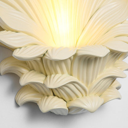 Resin Glass Metal Shell Carved 1-Light Wall Sconce Lamp