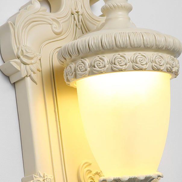 Resin Glass Metal Shell Carved 1-Light Wall Sconce Lamp
