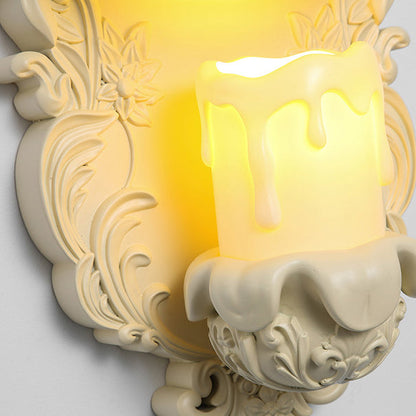 Resin Glass Metal Shell Carved 1-Light Wall Sconce Lamp