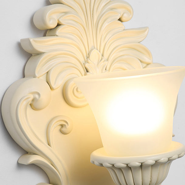 Resin Glass Metal Shell Carved 1-Light Wall Sconce Lamp