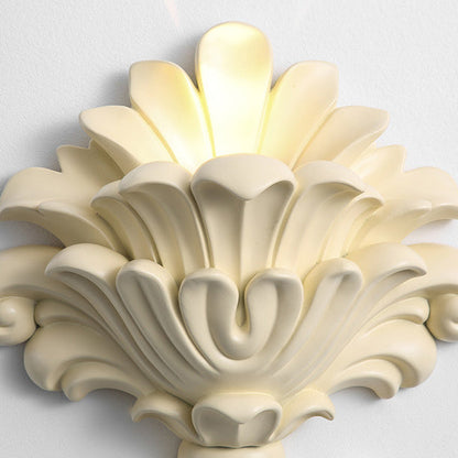 Resin Glass Metal Shell Carved 1-Light Wall Sconce Lamp