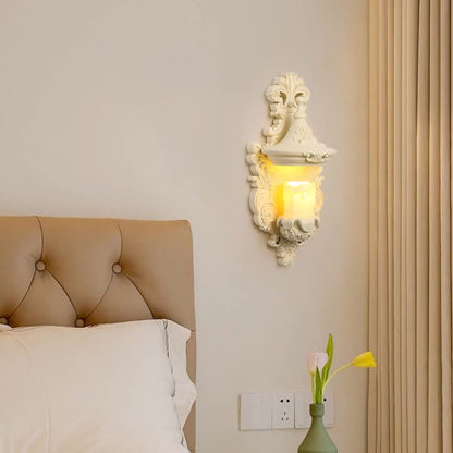 Resin Glass Metal Shell Carved 1-Light Wall Sconce Lamp