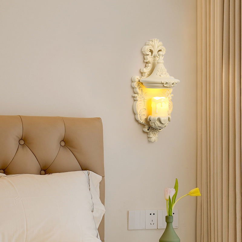 Resin Glass Metal Shell Carved 1-Light Wall Sconce Lamp