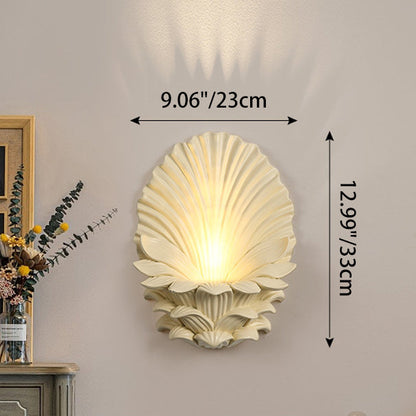 Resin Glass Metal Shell Carved 1-Light Wall Sconce Lamp