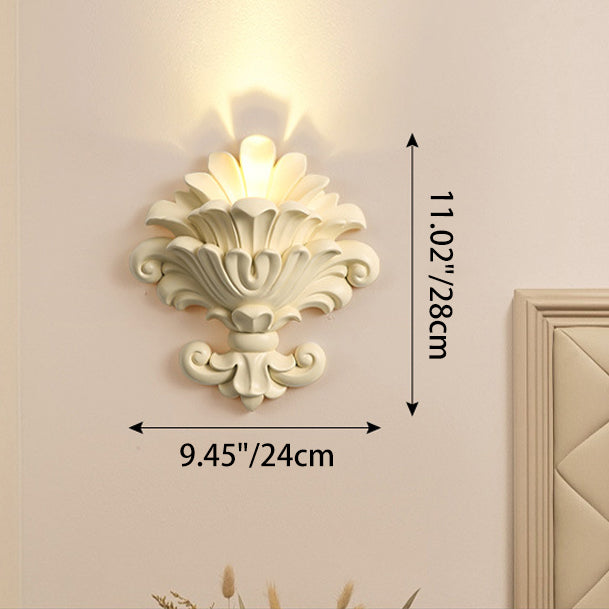 Resin Glass Metal Shell Carved 1-Light Wall Sconce Lamp