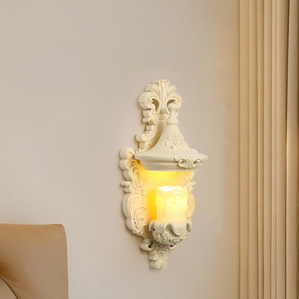 Resin Glass Metal Shell Carved 1-Light Wall Sconce Lamp