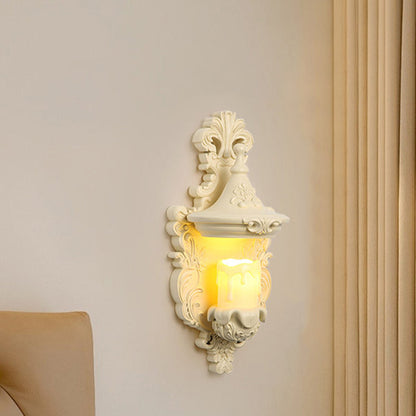 Resin Glass Metal Shell Carved 1-Light Wall Sconce Lamp