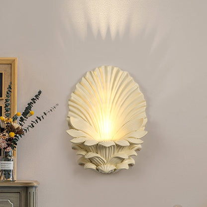 Resin Glass Metal Shell Carved 1-Light Wall Sconce Lamp