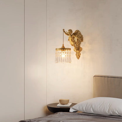 Crystal Copper Angel Pattern 1-Light Wall Sconce Lamp