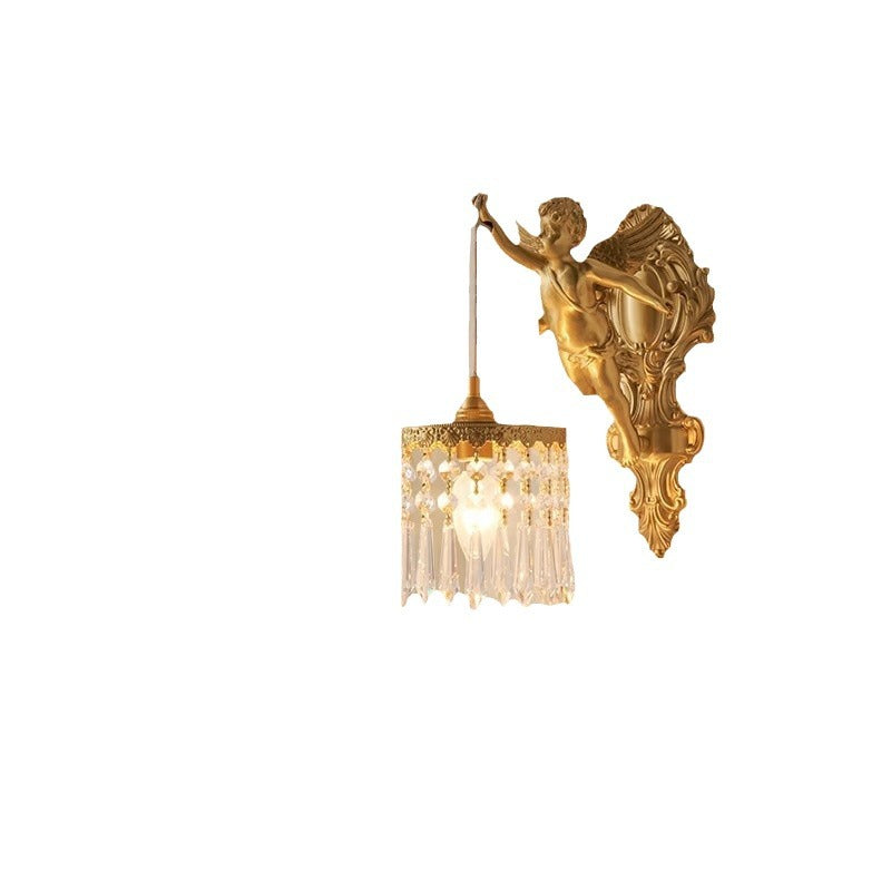 Crystal Copper Angel Pattern 1-Light Wall Sconce Lamp