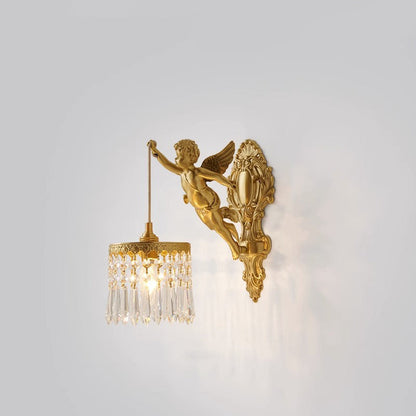 Crystal Copper Angel Pattern 1-Light Wall Sconce Lamp