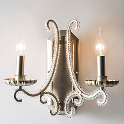 Farmhouse Iron Curved Candle 1/2-Light Wall Sconce Lamp