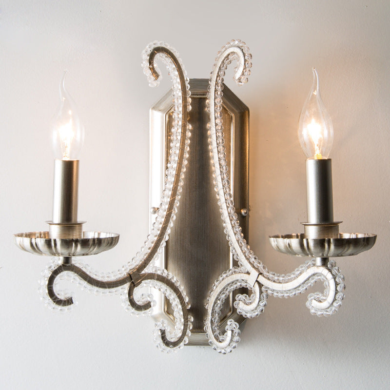 Farmhouse Iron Curved Candle 1/2-Light Wall Sconce Lamp