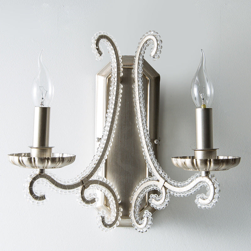 Farmhouse Iron Curved Candle 1/2-Light Wall Sconce Lamp