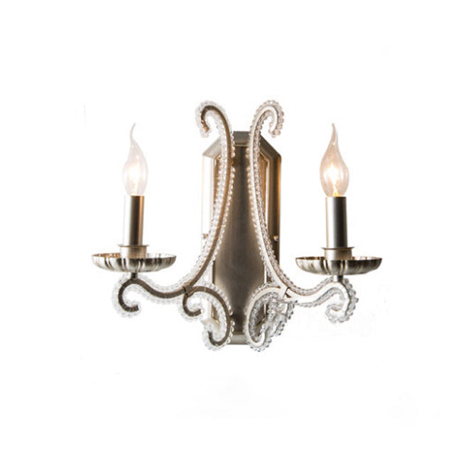 Farmhouse Iron Curved Candle 1/2-Light Wall Sconce Lamp