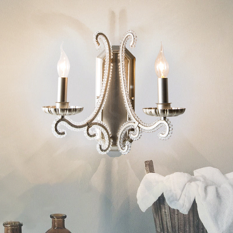 Farmhouse Iron Curved Candle 1/2-Light Wall Sconce Lamp