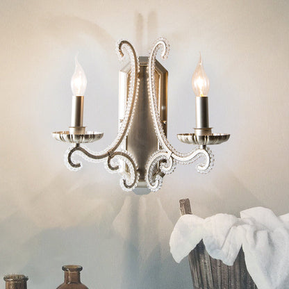 Farmhouse Iron Curved Candle 1/2-Light Wall Sconce Lamp