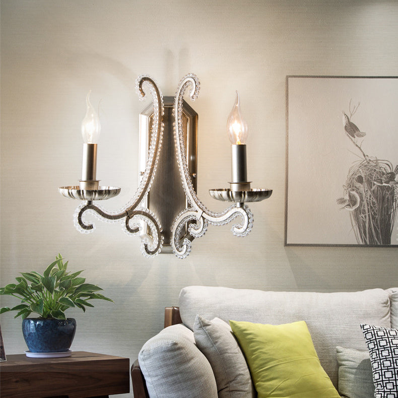 Farmhouse Iron Curved Candle 1/2-Light Wall Sconce Lamp