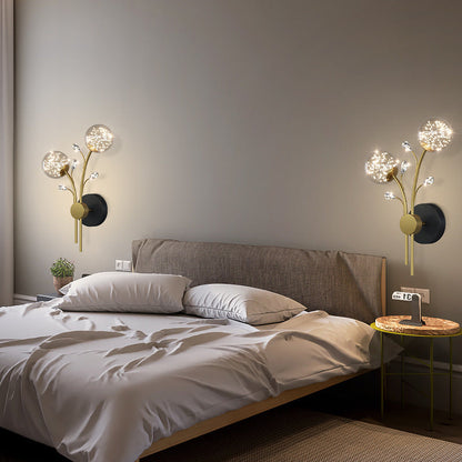 Creative Glass Iron Branch Globe Round LED Wall Sconce Lamp