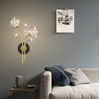 Creative Glass Iron Branch Globe Round LED Wall Sconce Lamp