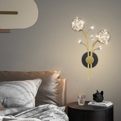 Creative Glass Iron Branch Globe Round LED Wall Sconce Lamp