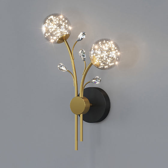Creative Glass Iron Branch Globe Round LED Wall Sconce Lamp