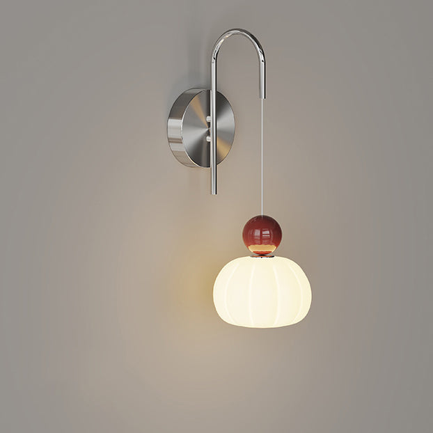Scandinavian PE Iron Pumpkin-Shaped LED Wall Sconce Lamp