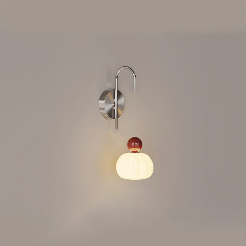 Scandinavian PE Iron Pumpkin-Shaped LED Wall Sconce Lamp