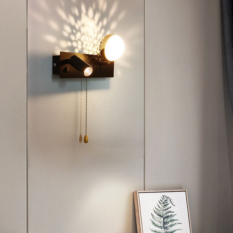 Creative PC Iron Globe Rectangle LED Wall Sconce Lamp